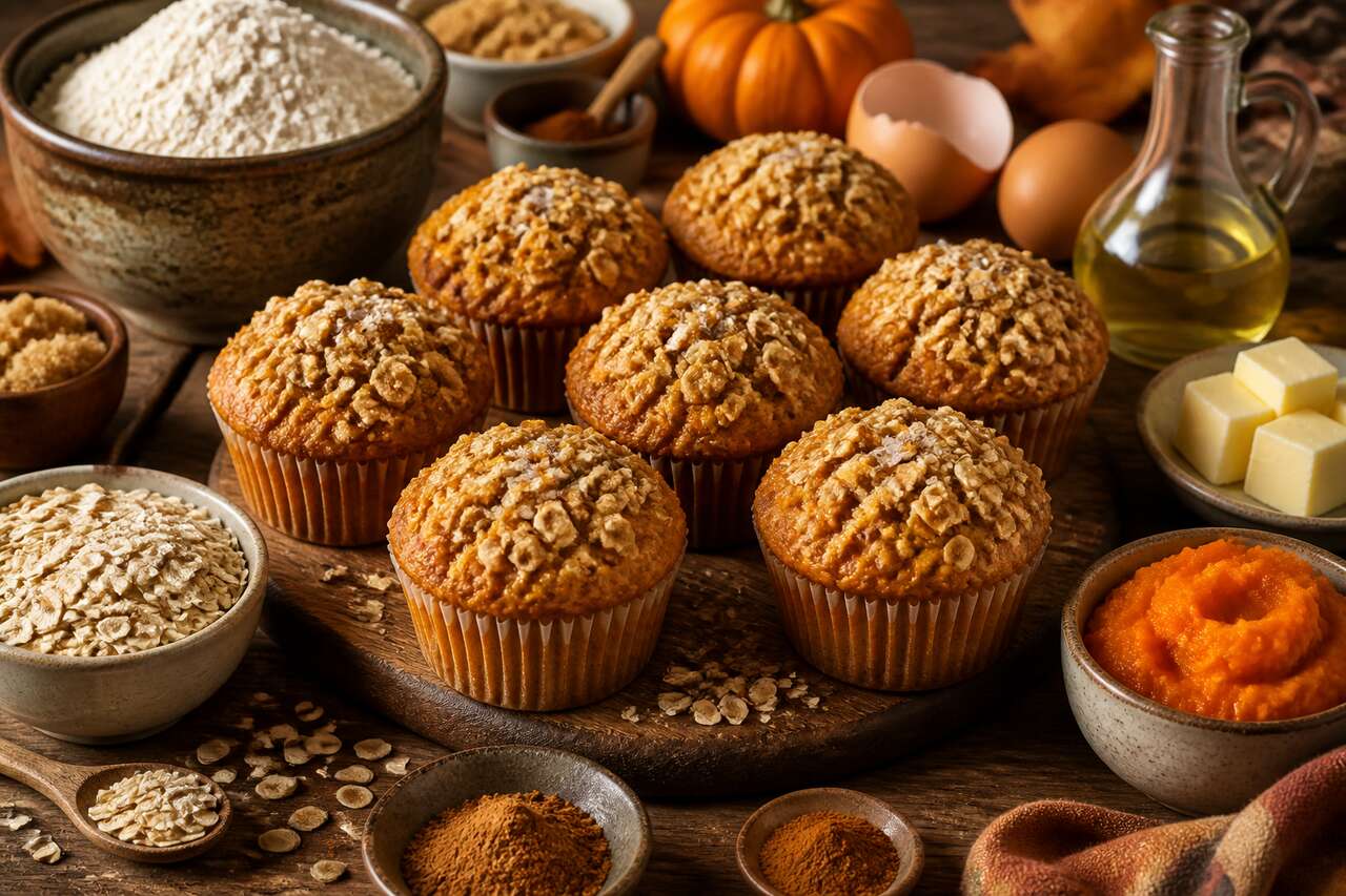Muffins à la citrouille : recette avec crumble à l'avoine