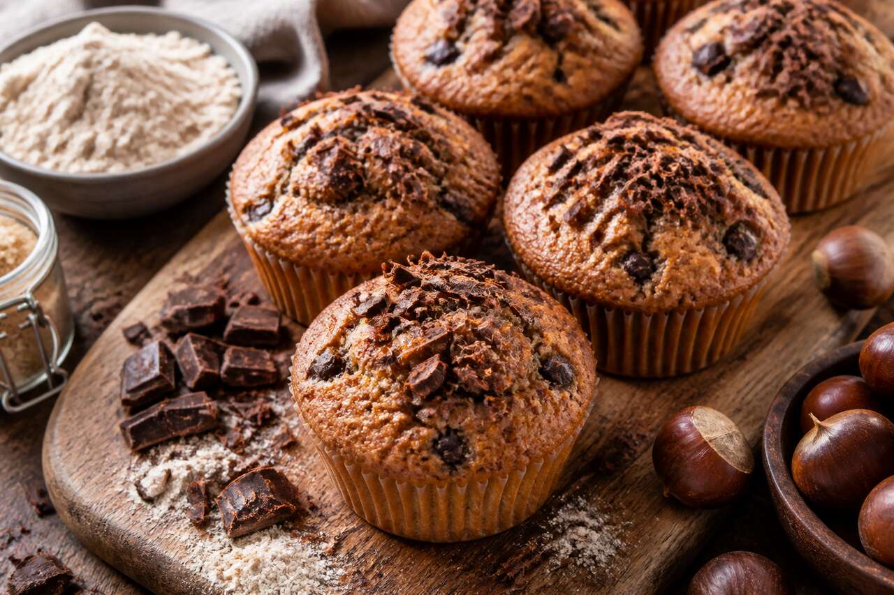 Muffins châtaigne et chocolat : la recette gourmande