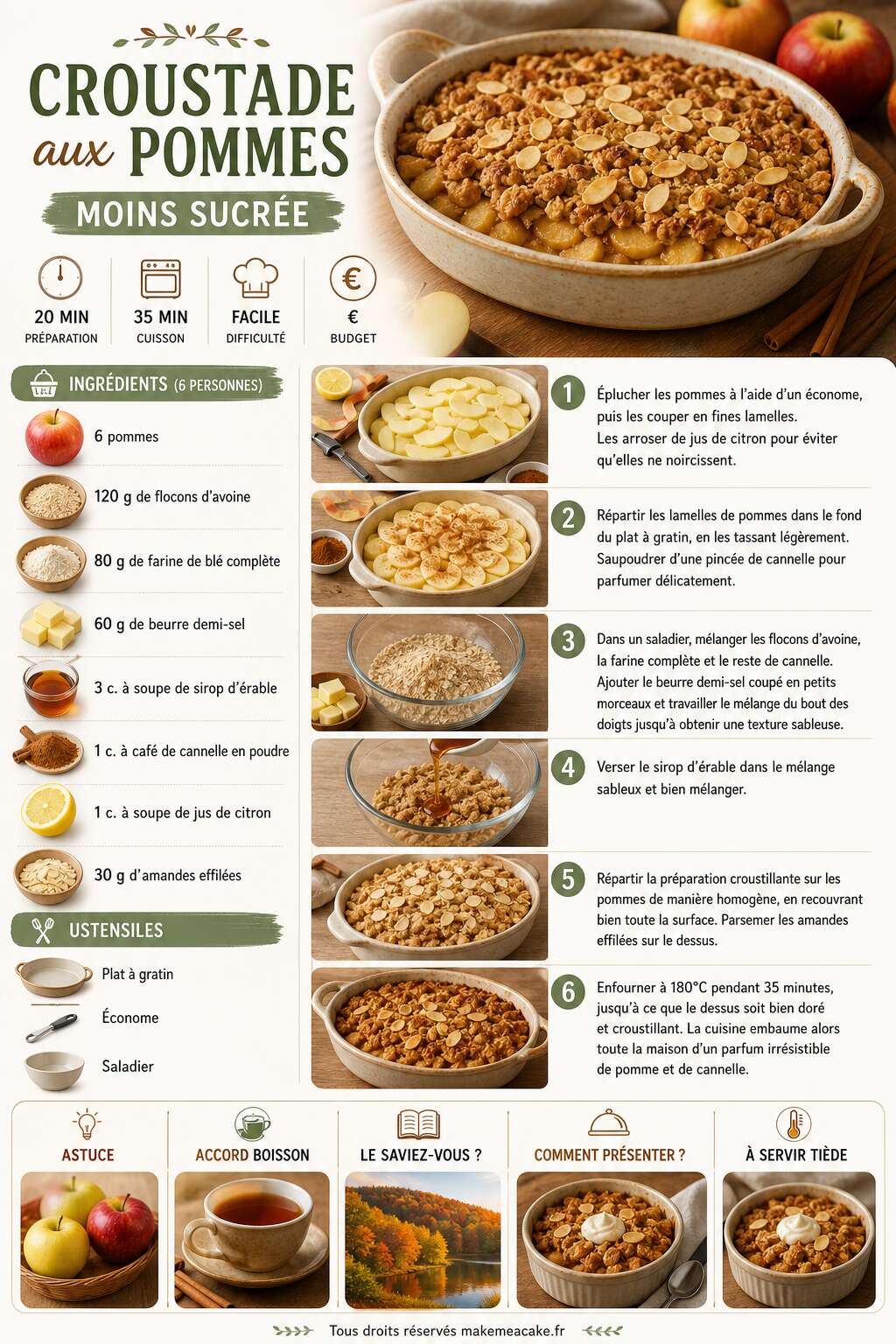 Fiche recette Recette croustade aux pommes moins sucrée Fiche recette Recette croustade aux pommes moins sucrée