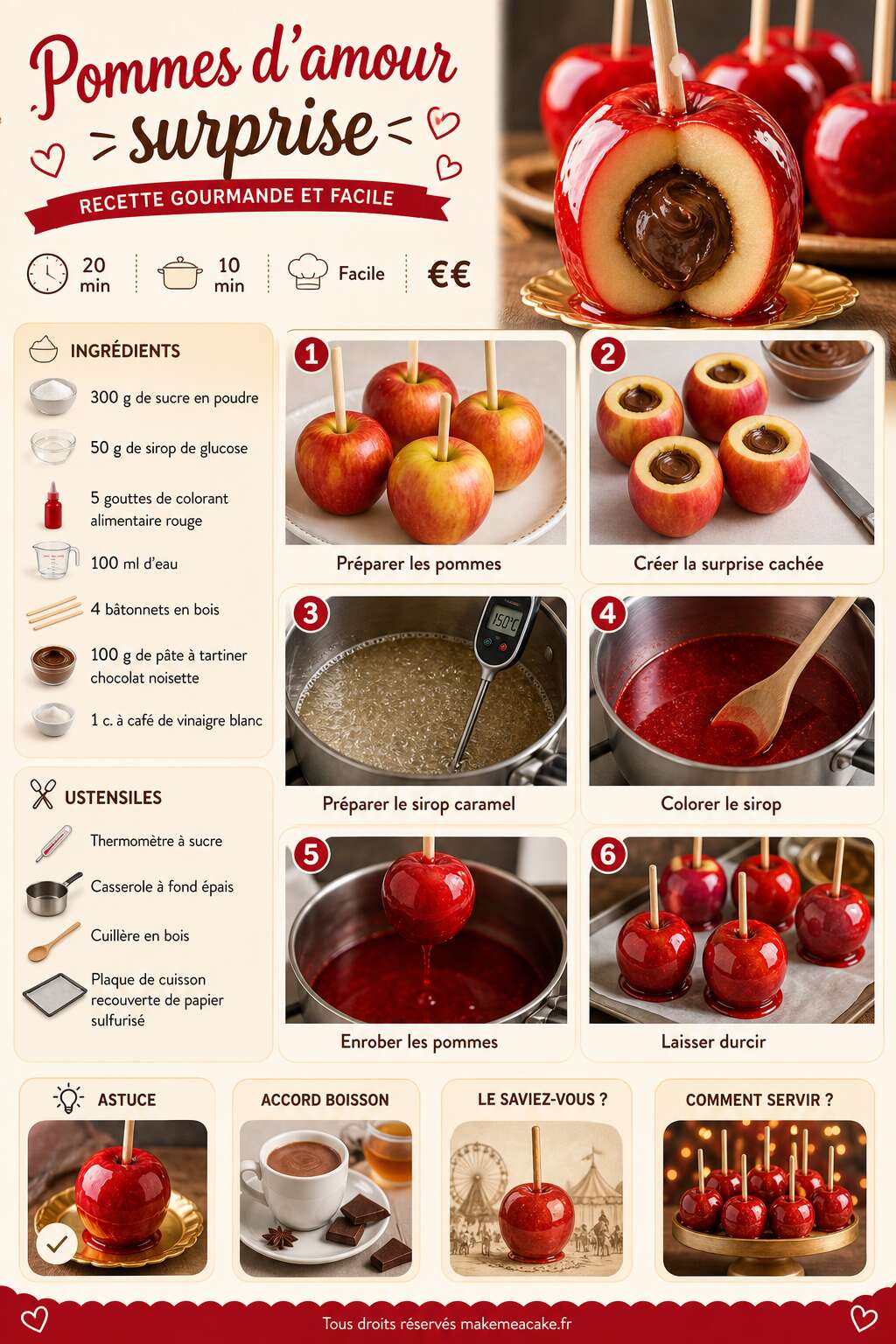 Fiche recette Pommes d'amour surprise : recette gourmande et facile