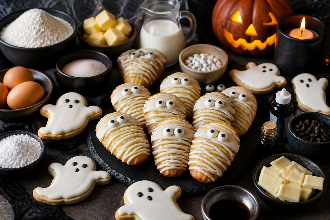 Madeleines momies et sablés fantômes pour Halloween