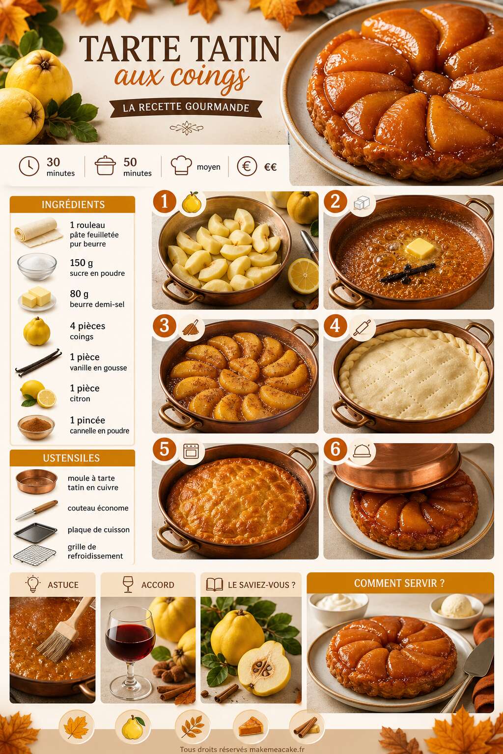 Fiche recette Tarte Tatin aux coings : la recette gourmande Fiche recette Tarte Tatin aux coings : la recette gourmande