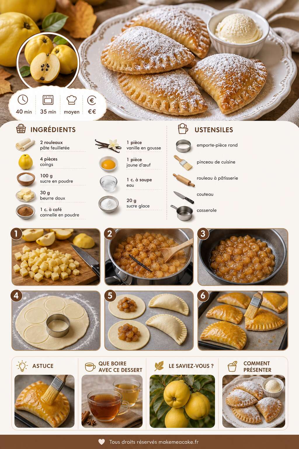Fiche recette Recette de chaussons aux coings maison Fiche recette Recette de chaussons aux coings maison