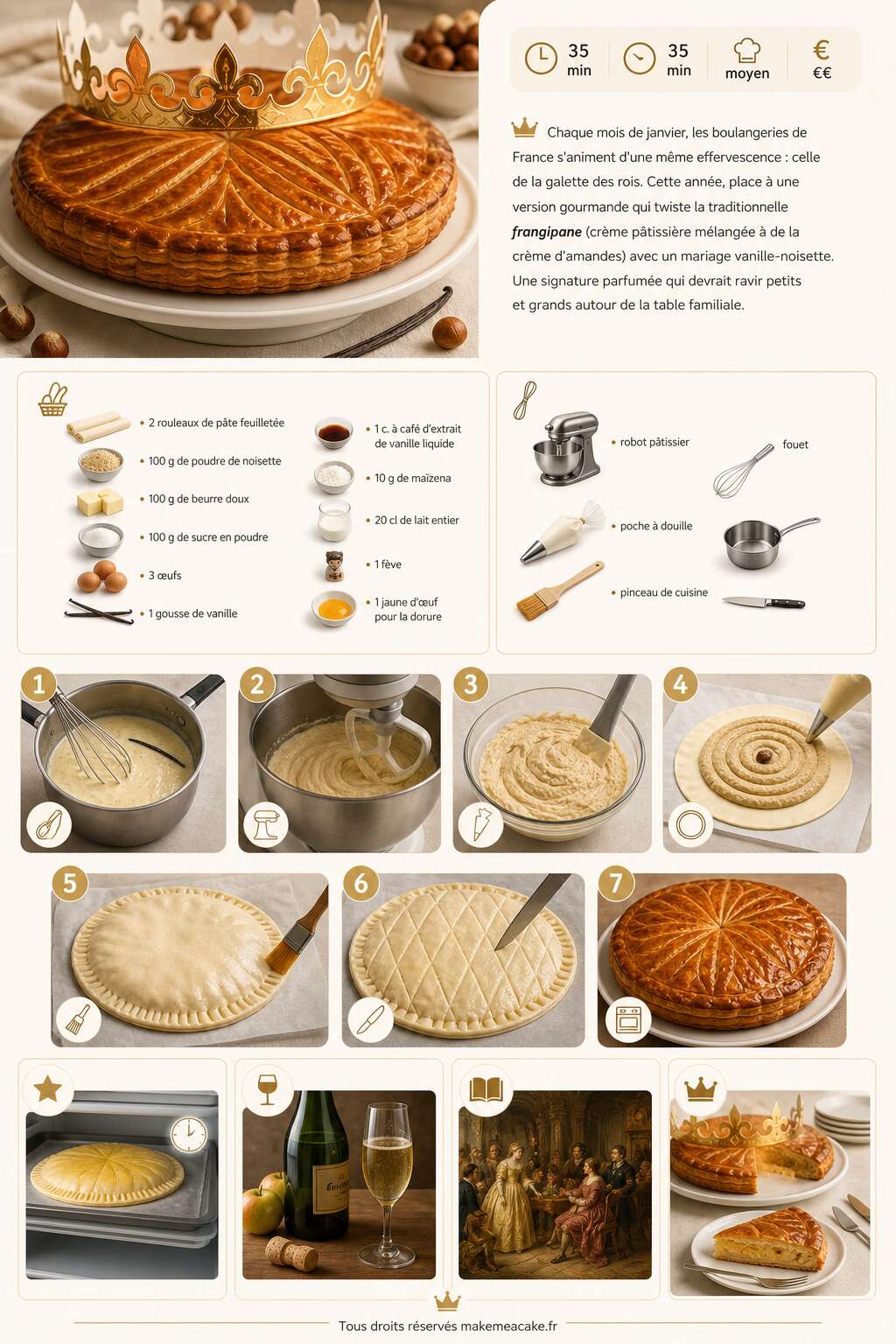 Fiche recette Recette de galette des rois vanille-noisette Fiche recette Recette de galette des rois vanille-noisette