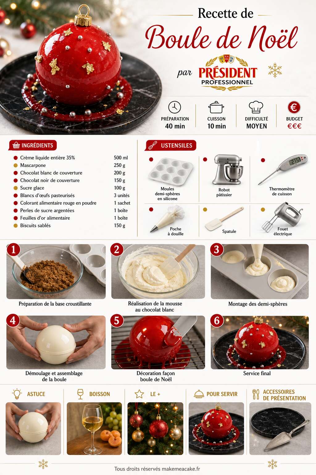 Fiche recette Recette de boule de noël par Président Professionnel Fiche recette Recette de boule de noël par Président Professionnel