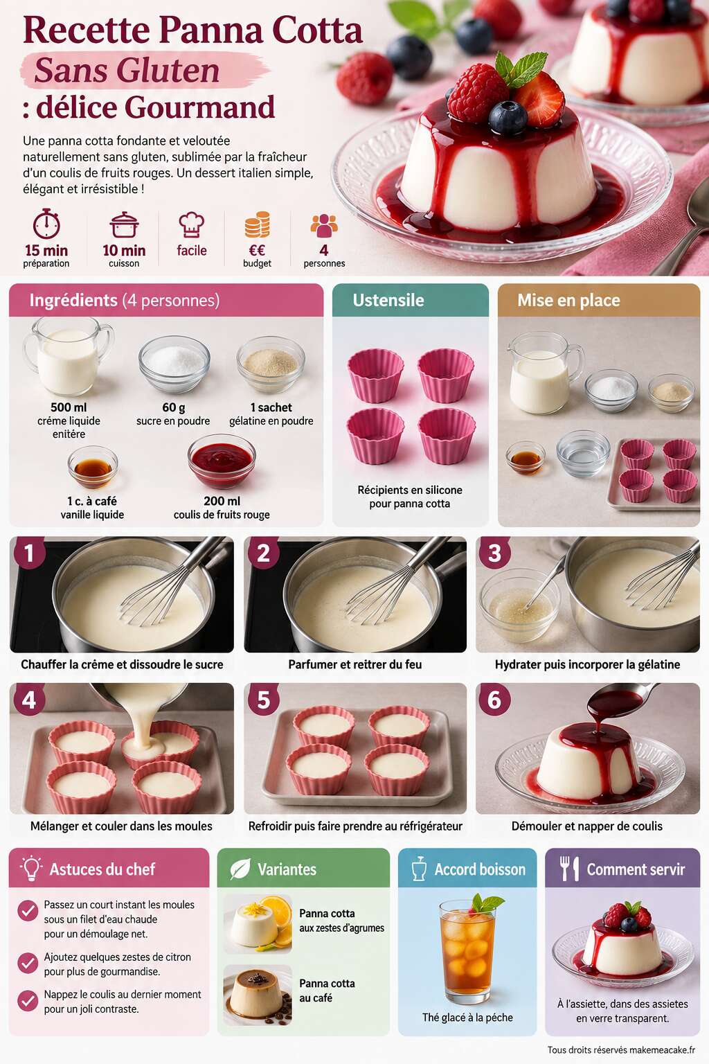 Fiche recette Recette Panna Cotta Sans Gluten : délice Gourmand Fiche recette Recette Panna Cotta Sans Gluten : délice Gourmand