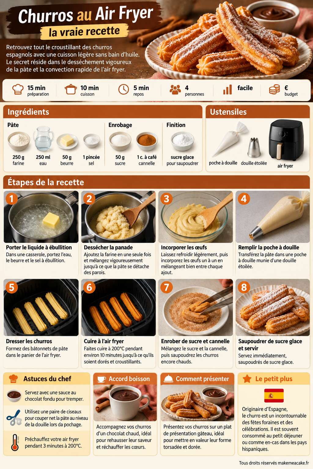Fiche recette Churros au Air Fryer : la vraie recette Fiche recette Churros au Air Fryer : la vraie recette