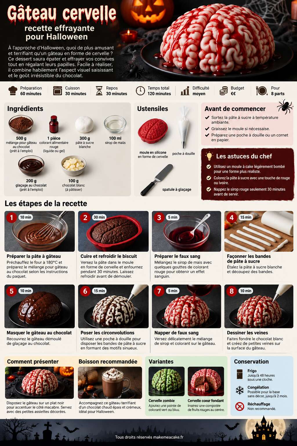 Fiche recette Gâteau cervelle : recette effrayante pour Halloween Fiche recette Gâteau cervelle : recette effrayante pour Halloween