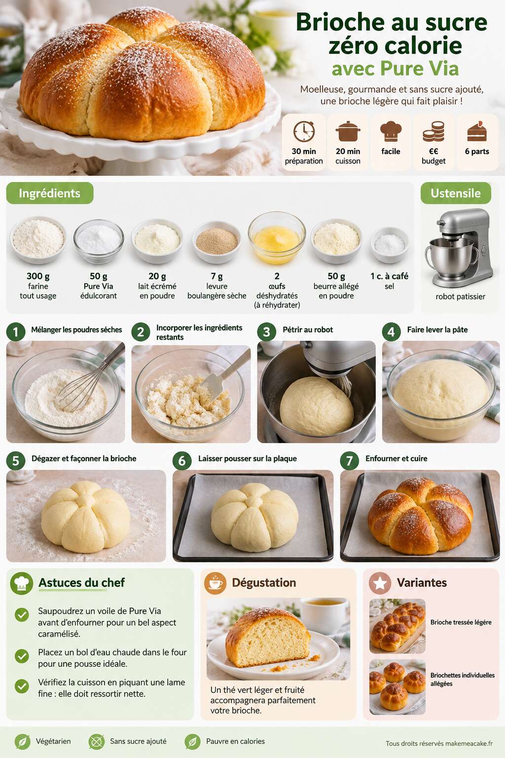 Fiche recette Recette de brioche au sucre z&eacute;ro calorie avec Pure Via